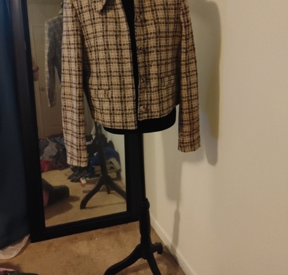 Paris Atelier & Other Stories Beige Plaid Blazer, Size 12